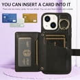 thumbnail image 3 of Dteck Wallet Crossbody for iPhone 15 Case with Lanyard Wrist Strap Credit Card Holder, PU Leather Protective Phone Case with Ring Holder,Black, 3 of 8