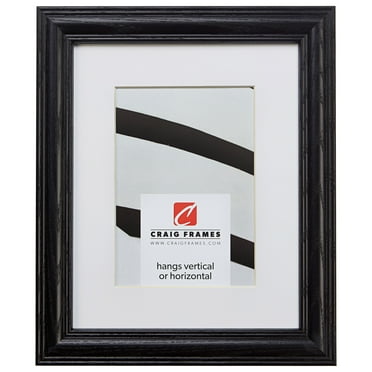 Craig Frames Wiltshire 440, 8x10 inch Black Picture Frame Matted for a 5x7 Photo