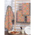 thumbnail image 2 of Purple Red Floral Boho Kitchen Dish Towels for Drying Dishes Set of 3, Vintage Ethnic Tribe Abstract Art Waffle Weave Microfiber Hand Tea Bathroom Towels Quick Dry & Absorbent Towel 15.7x23.6, 2 of 7
