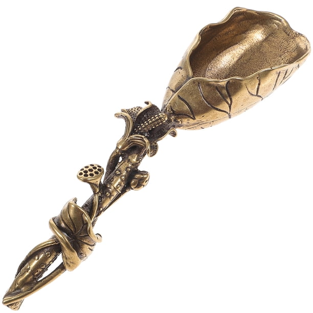 1 pala pequeña para té, mini espátula para té, cuchara de loto, cuchara de cobre puro, accesorios para té para casa de té.