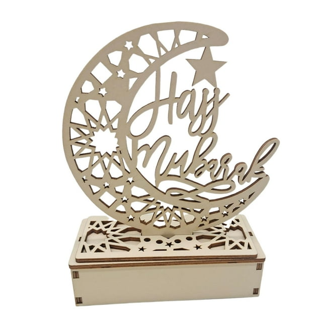 Decoración de mesa para fiesta del Festival de la Luna de Ramadán, Mubarak, EID islámico musulmán de madera C