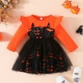 thumbnail image 2 of JSCDRPDWL Christmas Dress 5t Christmas Outfit for Girls Girl Black Dress 2t Girls Clothes Fall/ Winter Gifts for Adults Newborn Baby Gifts 10 Year, Orange 18-24 Months, 2 of 7