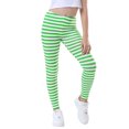 thumbnail image 4 of HDE Girl's Leggings Holiday Stretchy Full Ankle Length Striped Tights Green and White Stripes M, 4 of 6