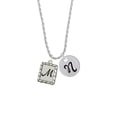 thumbnail image 2 of Delight Jewelry Silvertone Pebble Border Initial - M Silvertone Script Initial Disc - N - Charm Necklace, 20"+3", 2 of 4