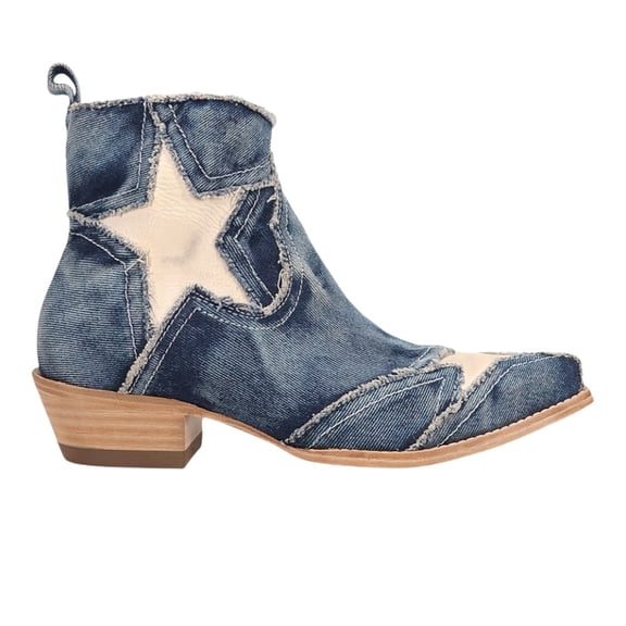 Dan Post Boots Womens Stardust Denim Overlay Zippered Snip Toe Cowboy Ankl