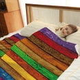thumbnail image 5 of Rustic Barn Door Blanket Colorful Rainbow Throw Farmhouse Wooden Decor Gifts for Women Kids Girls Men Husband Wife Birthday Soft Plush Throw 50"x60", 5 of 6