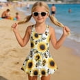 thumbnail image 3 of DISNIMO Girls One Piece Swimsuits Bee Sunflower Print Hawaiian Skirted Bathing Suit for Kids Sleeveless U Neck Swimwear for Summer Beach Vacation, 3 of 8