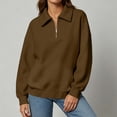 thumbnail image 6 of Edvintorg Women's Sweatshirt Long Sleeve Sweat Shirts Turndown Collar Sweatshirts Pullover Top with Zipper Womens Clothing S-2XL Coffee, 6 of 6
