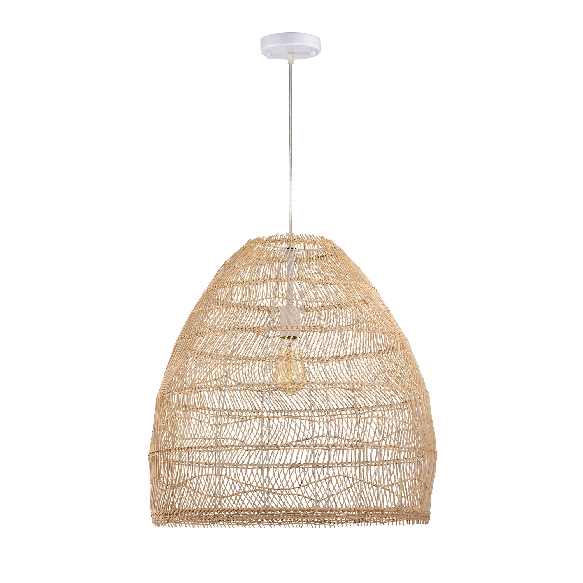 Luka Cream 1-Light Rattan Dome Basket Pendant Light