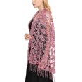 thumbnail image 3 of Qarigey Bufanda bordada Vestido de noche Mantón Moda Novia Dama de honor Brillo Lentejuelas Boda Capa Chales Ropa Envolturas Damas Ropa, zapatos y accesorios Miscelánea Rosado Por encima de 175cm, 3 of 5