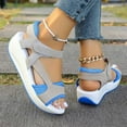 thumbnail image 5 of Lovskoo 2024 Women's Boho Wedge Sandals Open Toe Ankle Strap Summer Platform Beach Roman Sandals Blue, 5 of 8