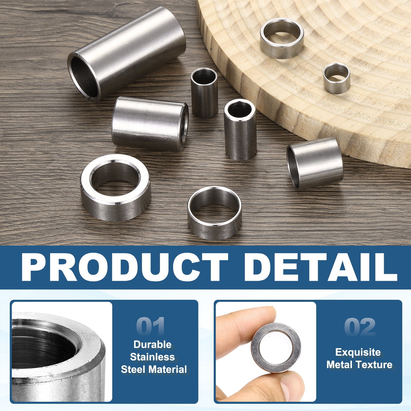 Uxcell 6pcs M14 Metal Spacers, 9/16" IDx7/8" ODx1.2" Length Stainless Steel Spacer Round Unthreaded Standoff Bushing Plain Finish for Screw Bolts, Silver 14x22x30mm