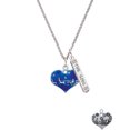 thumbnail image 2 of Delight Jewelry Silvertone Large Blue Flying Santa Heart with AB Crystals Silvertone Hope Anchors the Soul Bar Charm Necklace, 23", 2 of 4