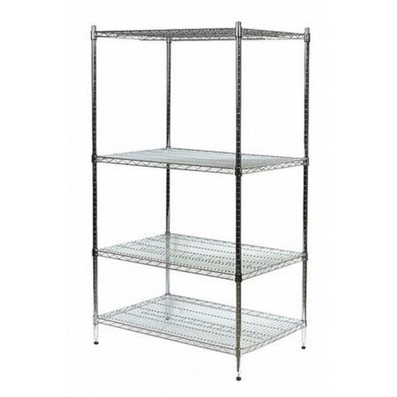 Wire Shelving Unit, 24"D x 72"W x 85"H, 4 Shelves, Silver