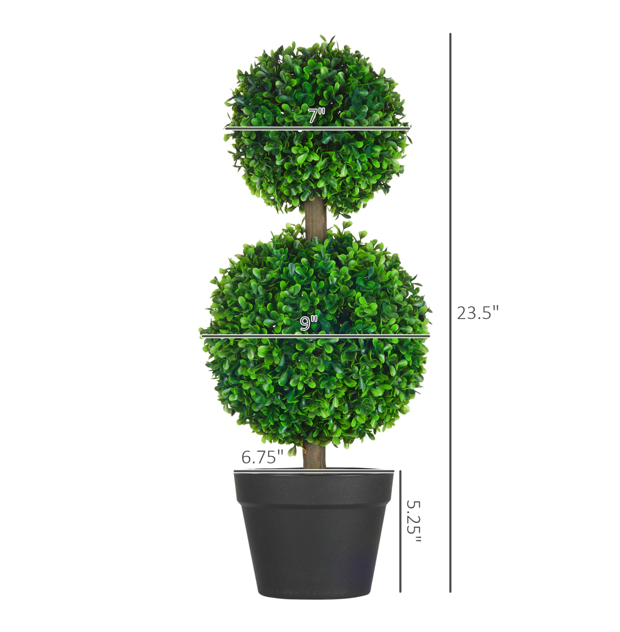 Artificial Plant for Home Decor Indoor & Outdoor Fake Plants Artificial Tree in Pot, 2 Ball Boxwood Topiary Tree for Home Office, Living Room Decor, Green