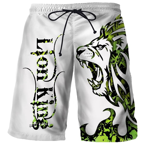 Traje de baño de secado rápido para hombre y niño, bañador deportivo con diseño de Tigre, León y Lobo, pantalones cortos cómodos para tabla de Surf y playa Fivean unisex