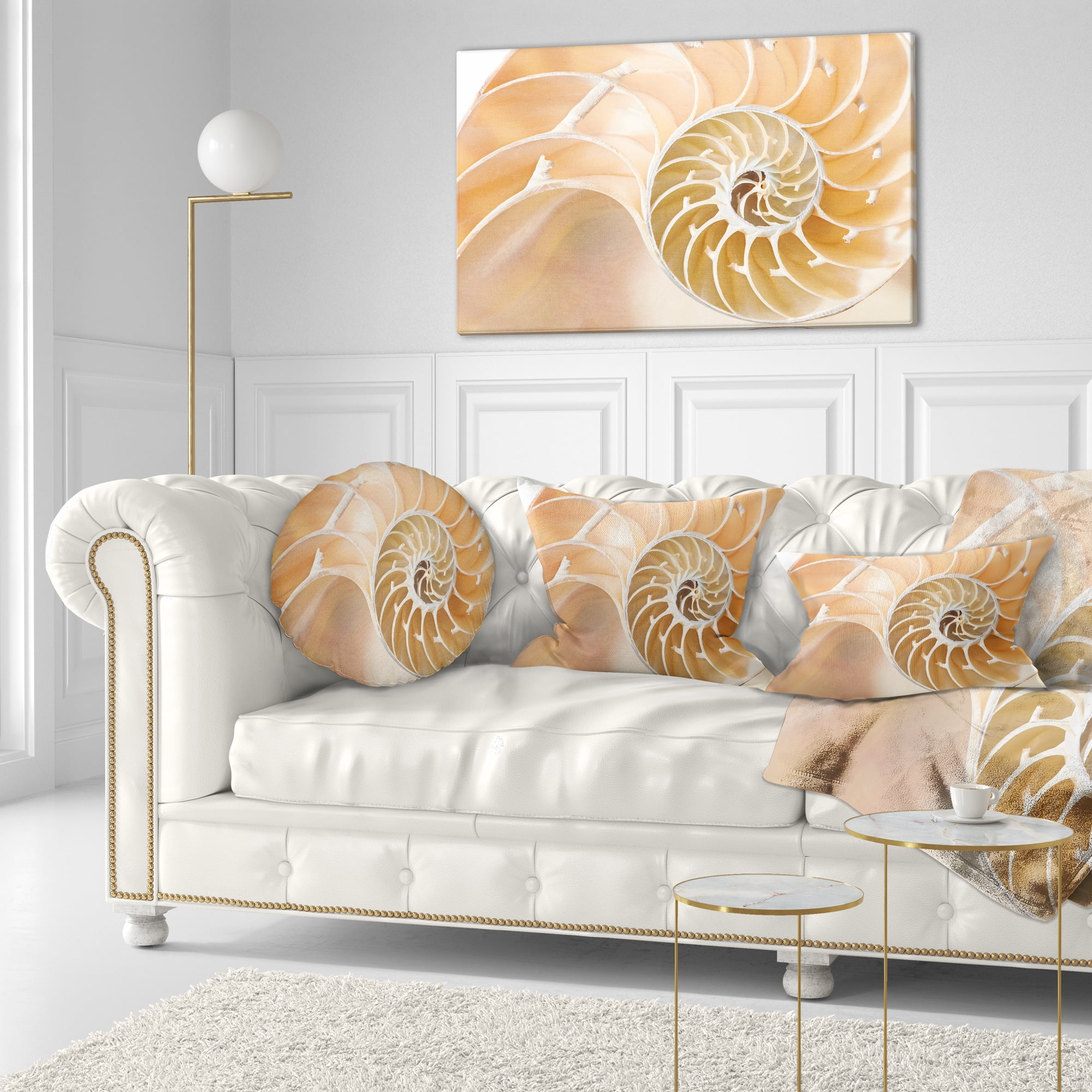 Designart Brown Nautilus Shell Pattern - Contemporary Throw Pillow - 12x20