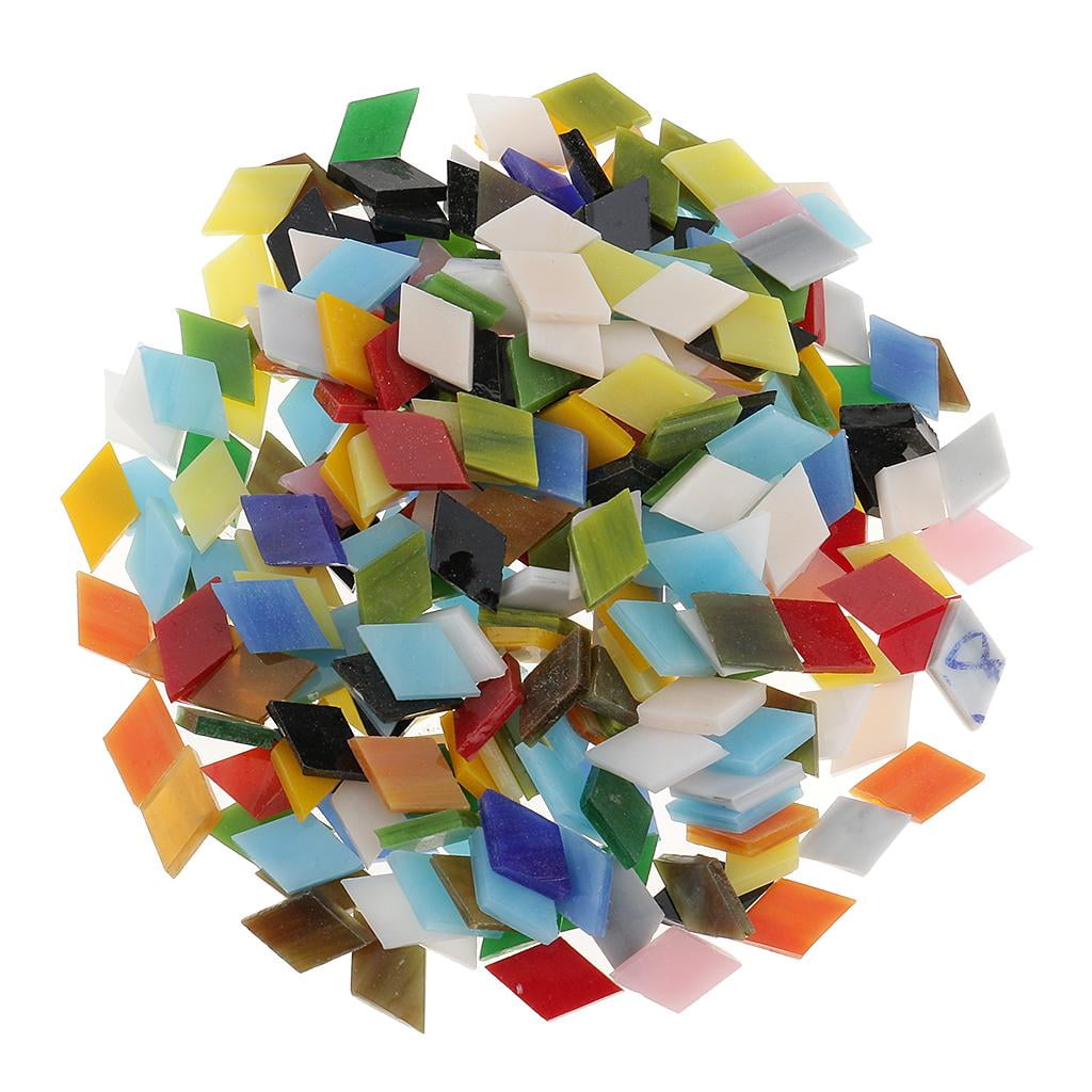 Milageto 2x Lot Colorful Vitreous Glass Mosaic Tiles Pieces for Mosaic Making Kids Toys