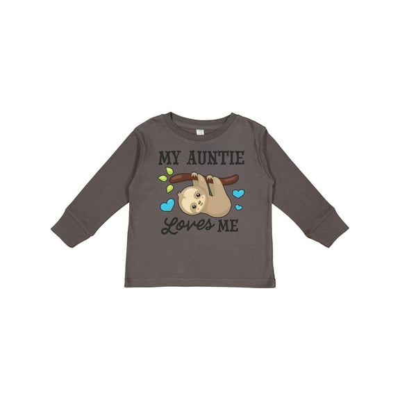 Inktastic My Auntie Loves Me with Sloth and Hearts Boys or Girls Long Sleeve Toddler T-Shirt