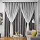 thumbnail image 1 of Cortinas Blackout con Aislamiento Térmico con Ojales en la Parte Superior, 2 Paneles,132 x 214 cm, Gota Doble Capa Estrella Recortada Decoración Cortinas con Voile, Estar/Recámara Ventana,Gris, 1 of 7
