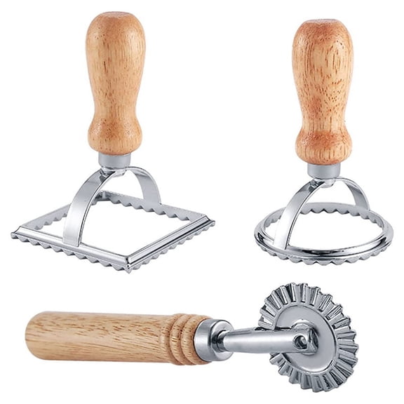 3Pcs Ravioli Stamp Maker Cutter with Roller Wheel Set,Mold