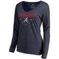 thumbnail image 2 of Women's Navy Atlanta Braves Live For It Long Sleeve T-Shirt, 2 of 3