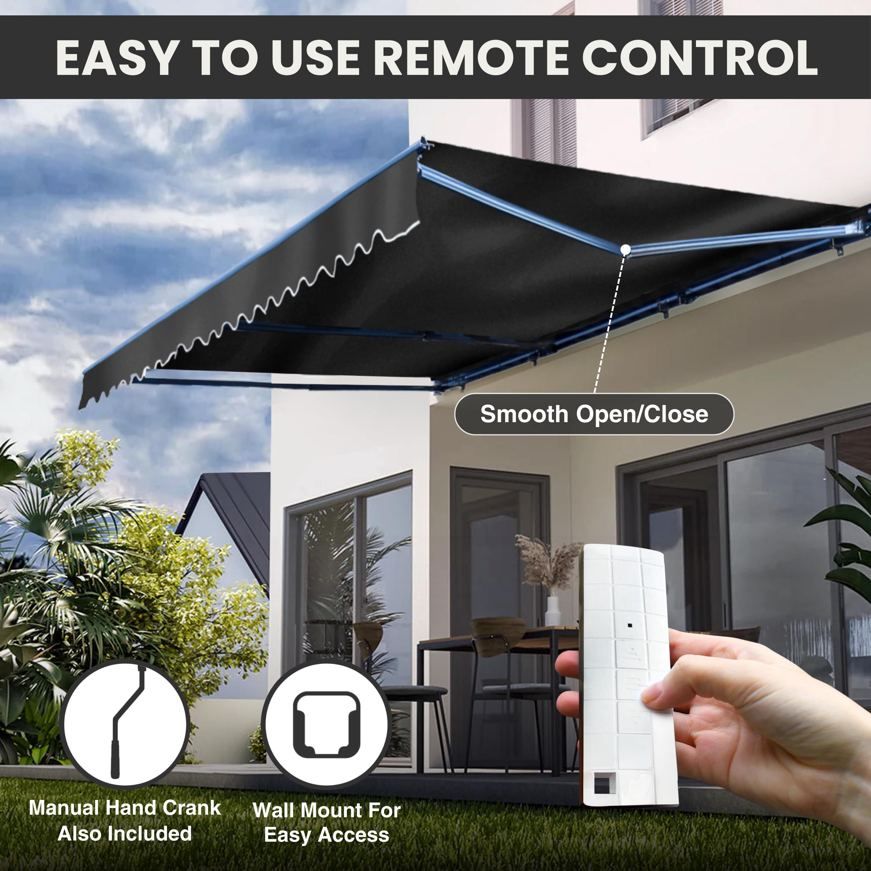 ALEKO 20 x 10 ft Sand Motorized Retractable Patio Awning