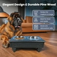 thumbnail image 6 of Iconic Pet Raised Wooden Pet Double Diner with Stainless Steel Bowls - Charcoal Gray - Large, 6 of 8