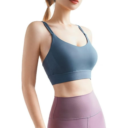 

SUANMAY Sebasti Women s yoga bra with thin shoulder straps and cross beauty back shockproof gathered sports underwear-Grey-S 1 pcs 1 sell material nylon Gray S