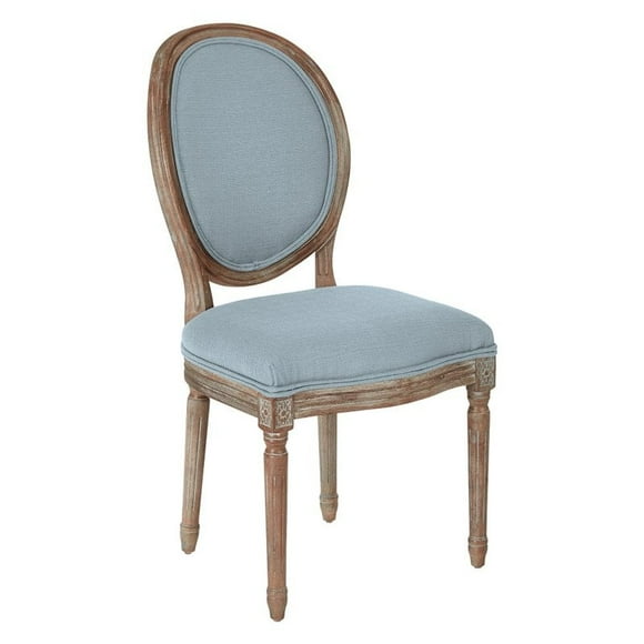 Office Star Products Lillian Oval Back Chair, Rustic Farmhouse, Kids, Klein Sea Blue Fabric (Set of 1)