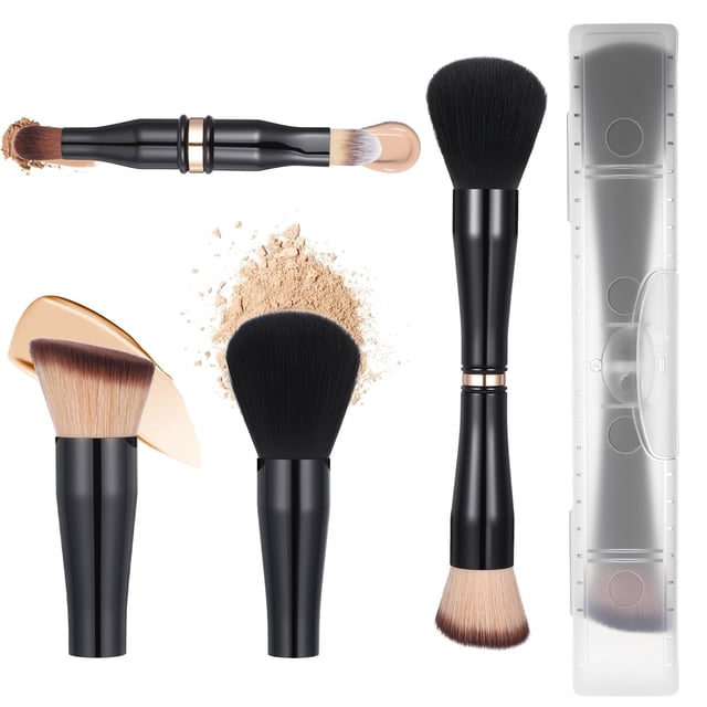 Set de brochas de maquillaje Exircy 4 en 1 para viaje con estuche