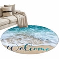 thumbnail image 2 of Ocean Beach Round Area Rugs 3 ft, Welcome Washable Small Area Rug with Non-Slip Sturdy Edge Binding Round Front Door Mat Floor Carpet for Entryway, 2 of 9