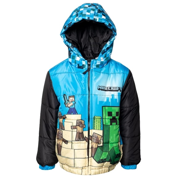 Campera Inflable con Cierre para Niños Minecraft Invierno Azul 5-6