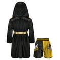 thumbnail image 2 of Yartina Kids Boys 3 Piece Metallic Satin Hooded Robe with Belt and Shorts Set Boxing Boxing Costume B4 12, 2 of 5