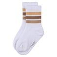 thumbnail image 6 of MeMoi Kids Ribbed Cotton-Rich Triple-Stripe Varsity Crew Sock - Girls - Female, 4, White-Bright, 6 of 11