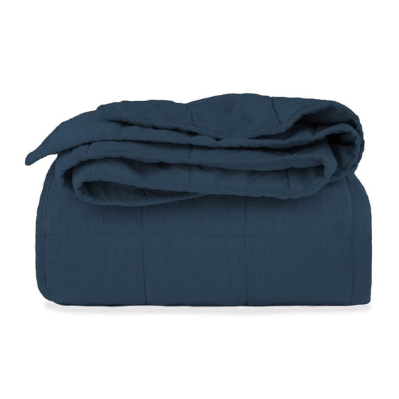 French Linen Box Stitch Quilt - Full/Queen - Baltic | BOKSER HOME