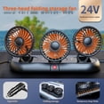 thumbnail image 2 of Car Cooling Fan,Adjustable Two/Three Head Fan Rotatable Portable Fans Low Noise Strong Circulator Cooling Fans that Blow Cold Air (Three Heads,Orange_24V), 2 of 7