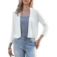 thumbnail image 1 of Cárdigan recortado de manga 3/4 Inspire Chic para suéteres de mujer, ligero, con frente abierto, bolero, shrug, XS, blanco, 1 of 6
