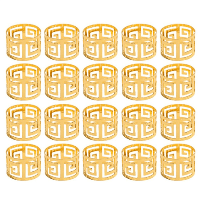 20Pack Gold Napkin Rings,Hollow Out Metal Napkin Ring Set,1.77 Inch for Table Decoration Wedding Birthday and Any Events