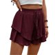 thumbnail image 1 of Pantalones cortos fluidos for mujer, falda pantalón estilo bohemio con volantes y mariposas, cintura alta, tela texturizada, doble capa, Color sólido, informal, 1 of 7