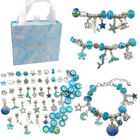 Arts and Crafts for Kids,Beads Bracelets Jewelry Making Kit for Girls 8-12 Years (Blue)