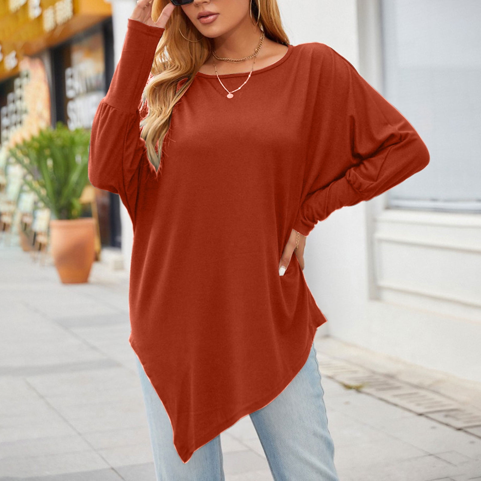 womens red tunic tops for leggings
