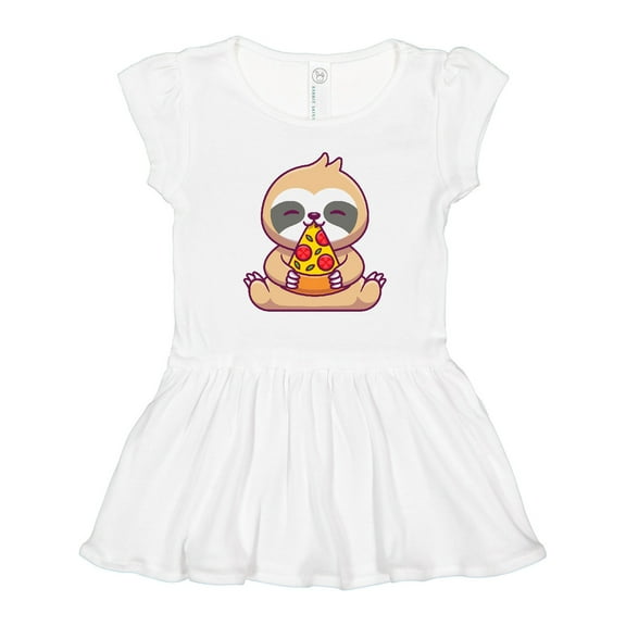 Inktastic Sloth Pizza Girls Toddler Dress