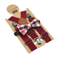 thumbnail image 3 of Conjunto de tirantes y pajarita para niños. Incluye 3 clips metálicos en forma de Y. Tirantes ajustables con elástico para disfraces formales. borgoña, 3 of 10