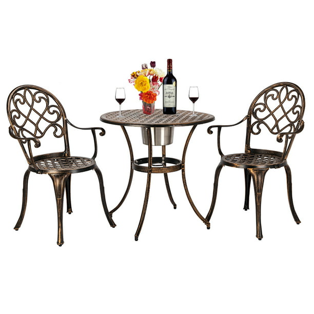 Table Chairs Bistro Set European Style, Cast Aluminum Outdoor Furniture Clearance