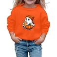 thumbnail image 2 of Boys Sweatshirts Boys Girls Halloween Crew Neck Sweatshirt Long Sleeve Casual Hoodless Top Orange 3-4 Years, 2 of 4
