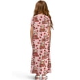 thumbnail image 2 of Uourmeti Girls Summer Dress Pink Sloth Strawberry Print Short Sleeve Round Neck Flowy Tiered Casual Long Maxi Dress with Pockets, Size 7-8 Years, 2 of 7