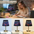 thumbnail image 3 of Tapered Desk Lamp with Antique Brass Base Table Lamps Dimmable LED Bulb Button Switch Night Light Colorful Whale Small, 3 of 8