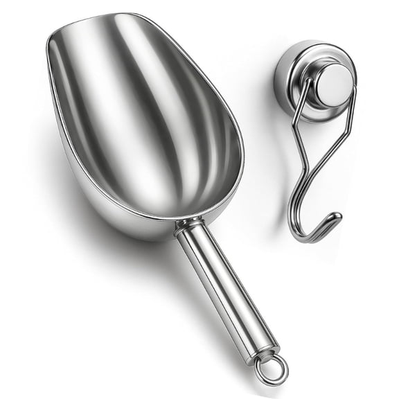 Thickened Stainless Steel Shovel Ice Scooper With Magnetic Hook Kitchen Tool For Ice Cubes And Food Handling