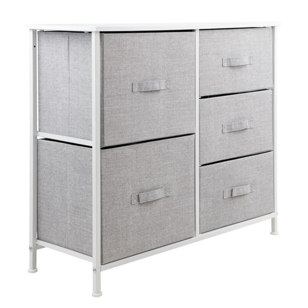 Cómoda Cajonera con 5 Cajones de Tela Estructura de Acero 80x30x70 cm gris